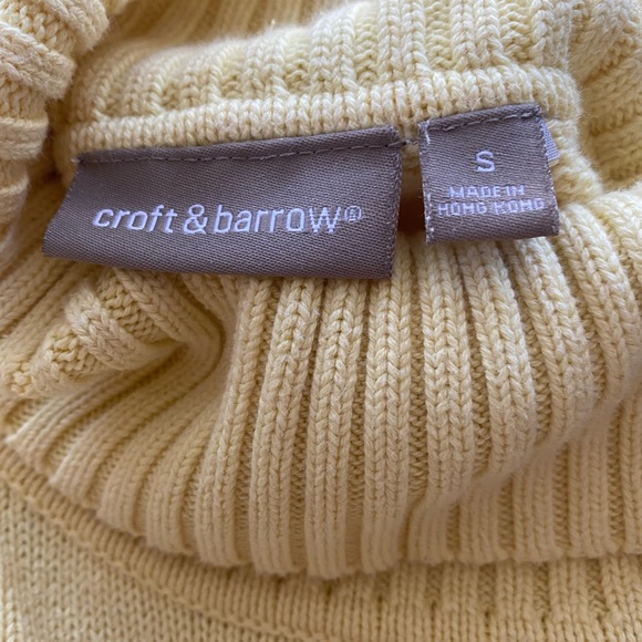 CROFT & BARROW Lemon Yellow 100% cotton Turtleneck Sweater - Picture 3 of 4